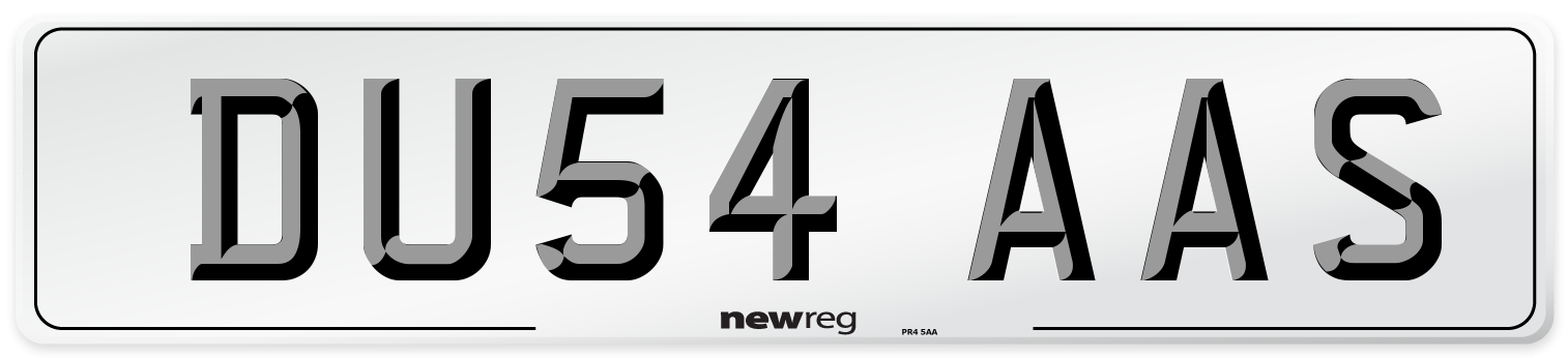 DU54 AAS Number Plate from New Reg